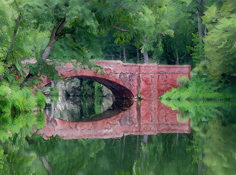 The Red Bridge - Biltmore Estate, Asheville, North Carolina.