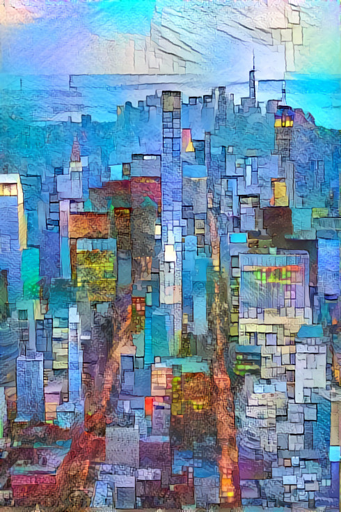 city scene - blue painting - grunge
