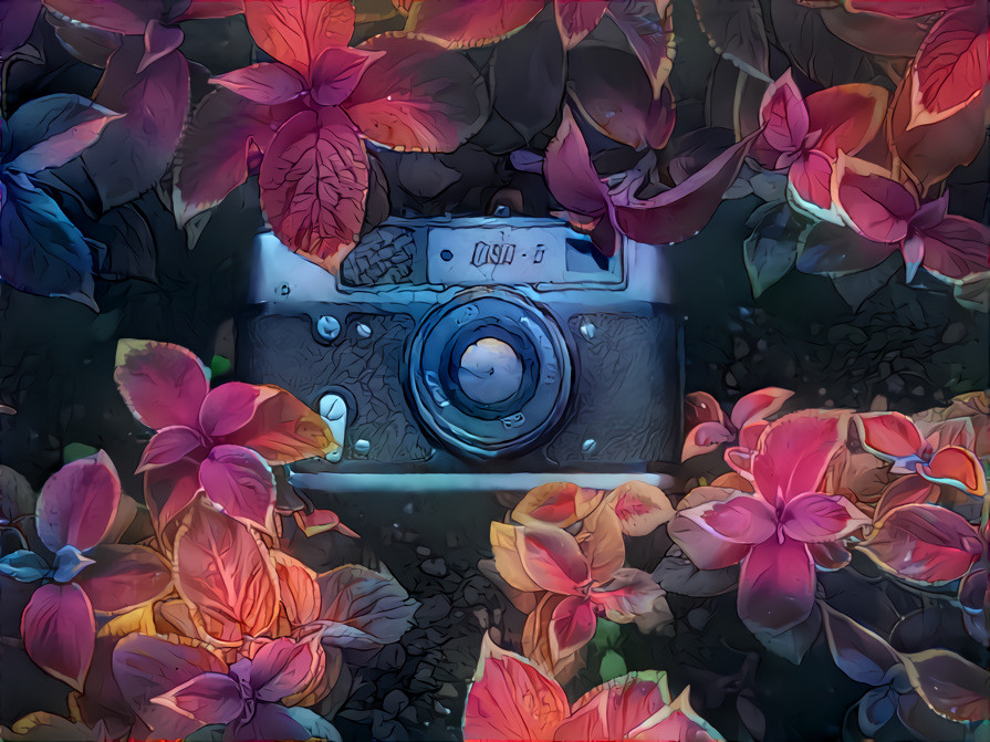 Whimsical Camera in Flowers