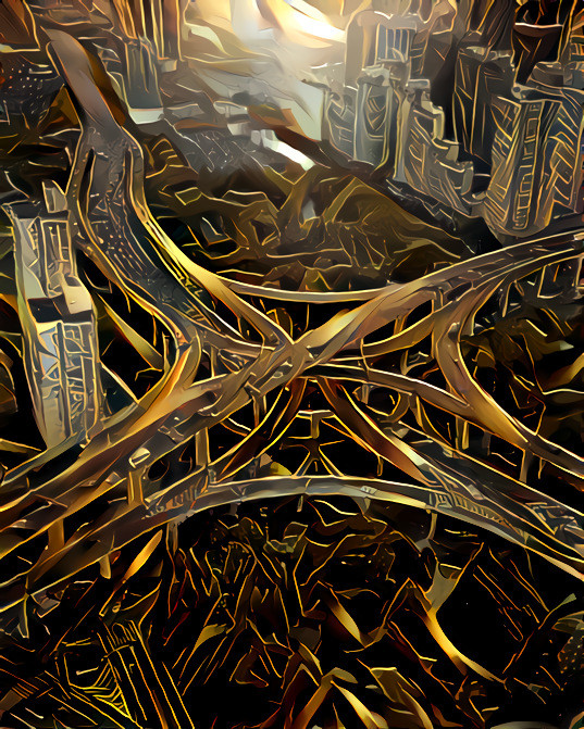 golden metalic cityscape freeway retexture