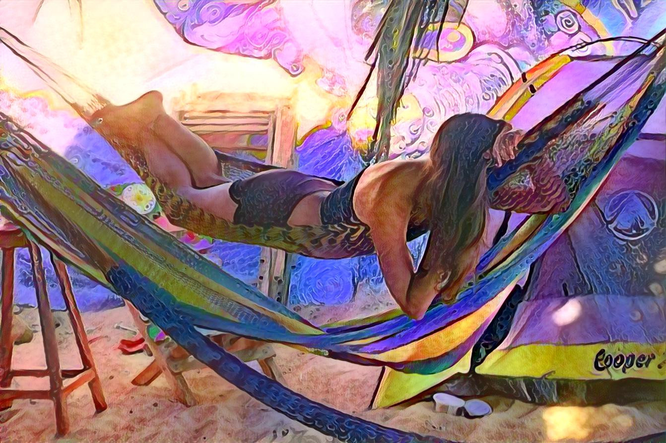 Girl in hammock @ purples