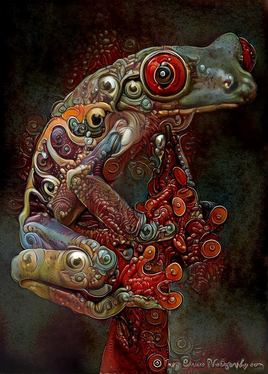 little frog - red, grey, black, 3d art, retexture