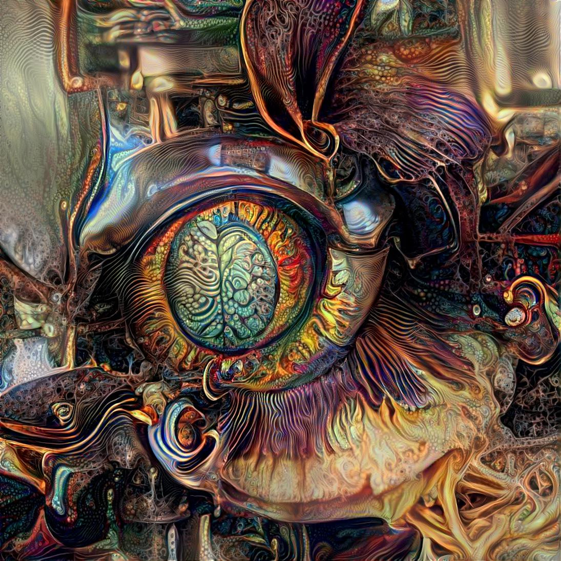 VQGAN eye iris closeup steampunk machine brain