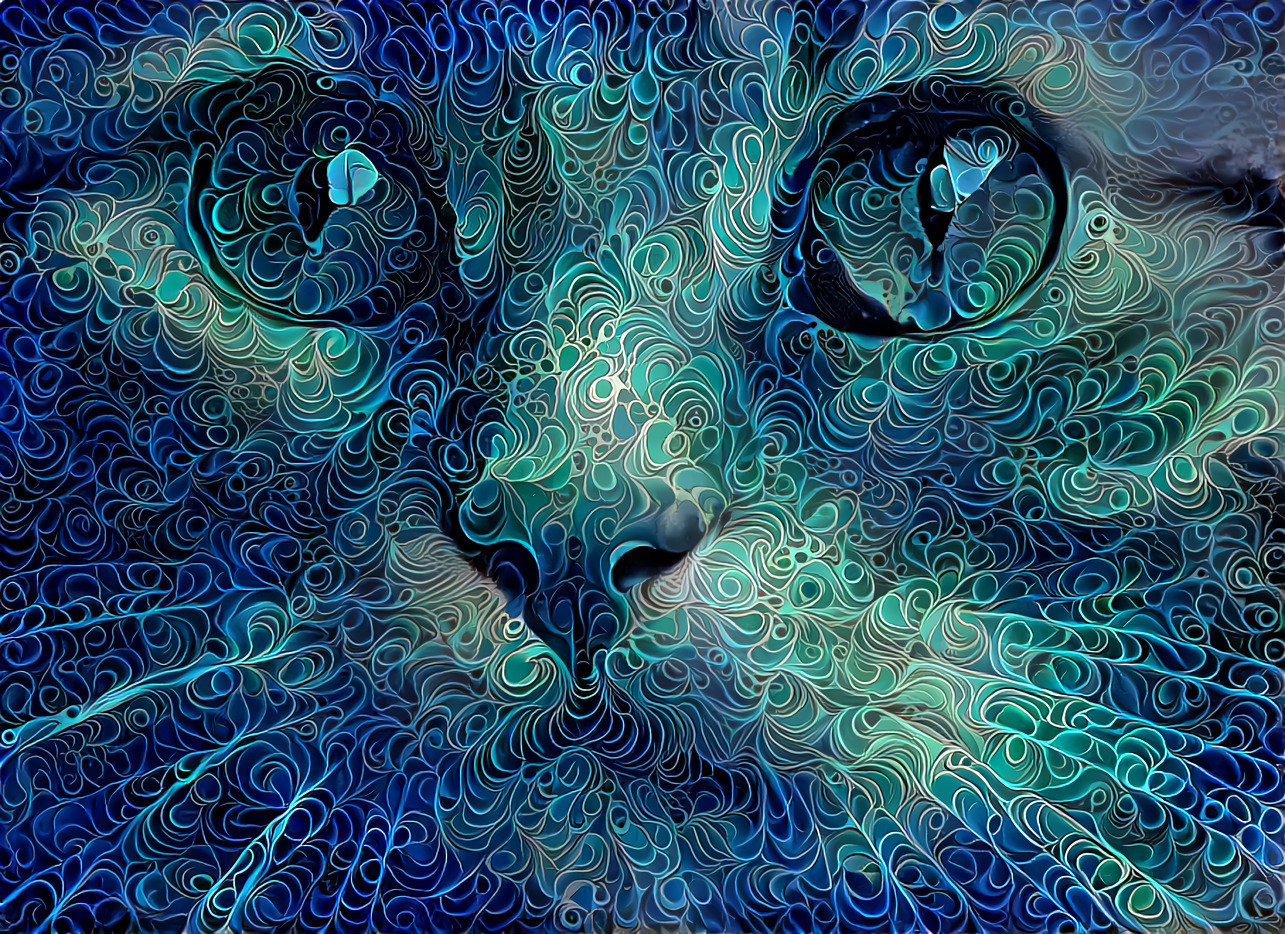 Blue cat, swirls (for RonCastka)