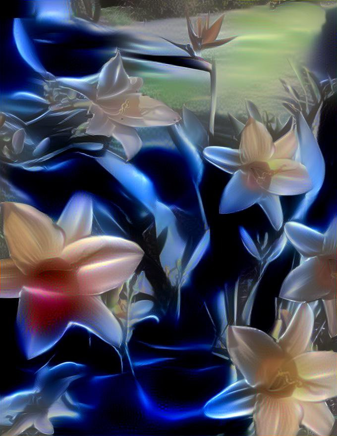 abstract blue lilies