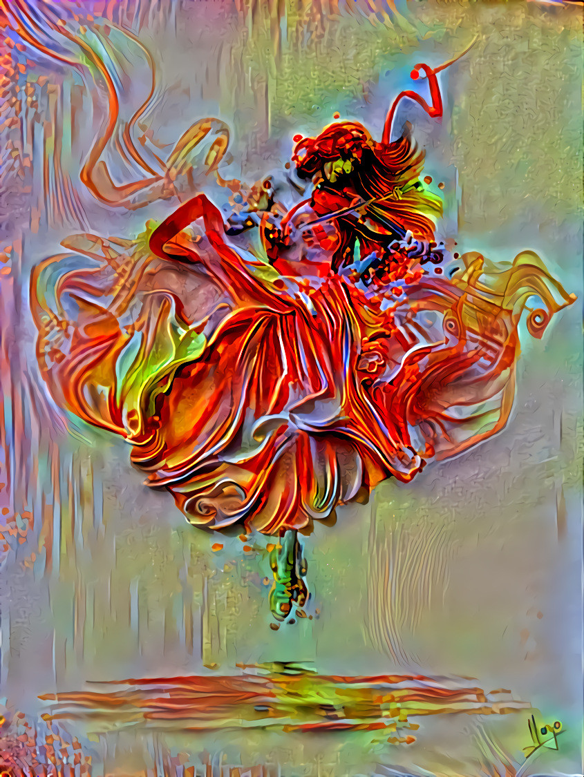 Ballerina Dancing While Playing Violin - Palm Beach Art Fair 2019