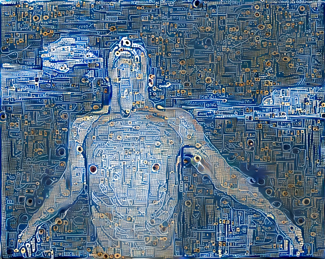 Stretching Digital Man (Liepke + circuit board texture)