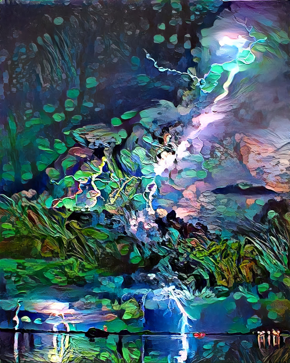 Lightning with sky plants