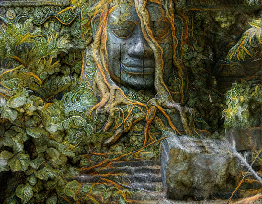 tree roots buddha