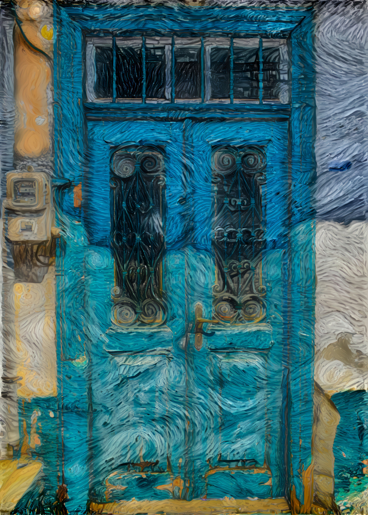 Weathered Blue Wooden Door