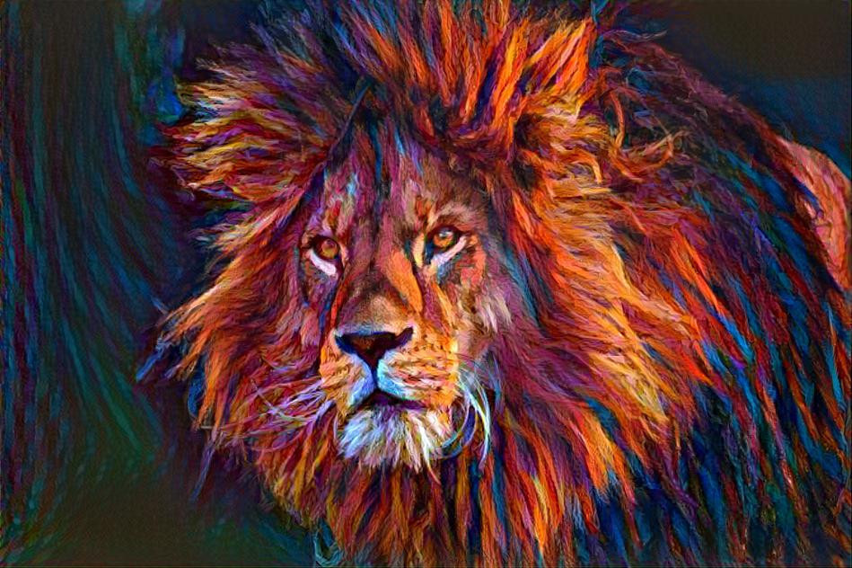 Male Lion Portrait Deep Dream