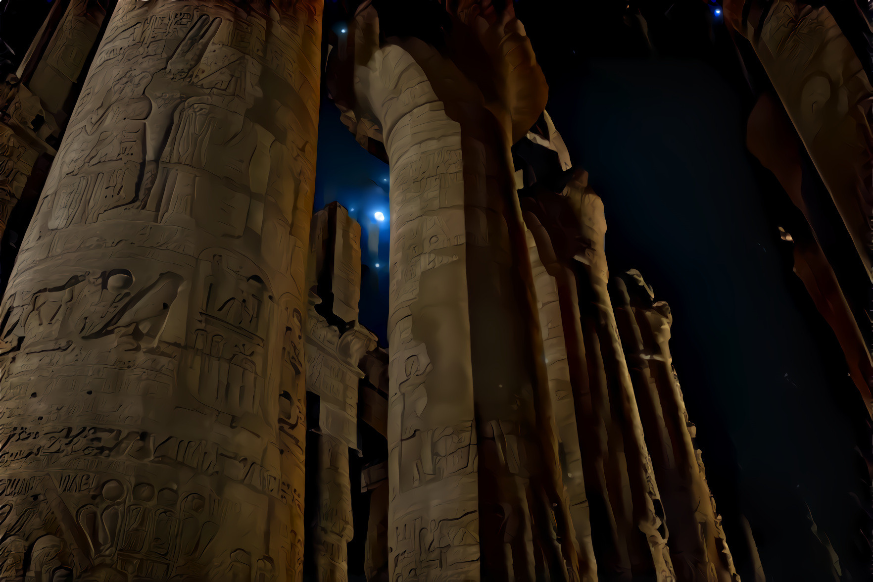 Moon and Karnak Temple, Egypt