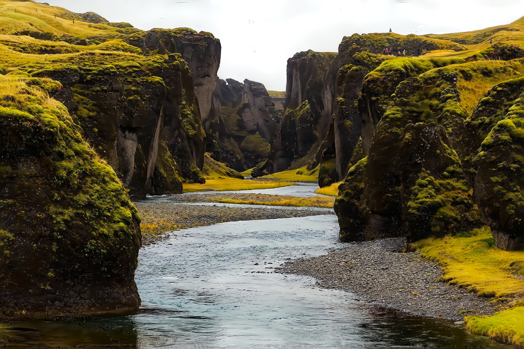 Iceland, Stream, Mountains, Tundra 