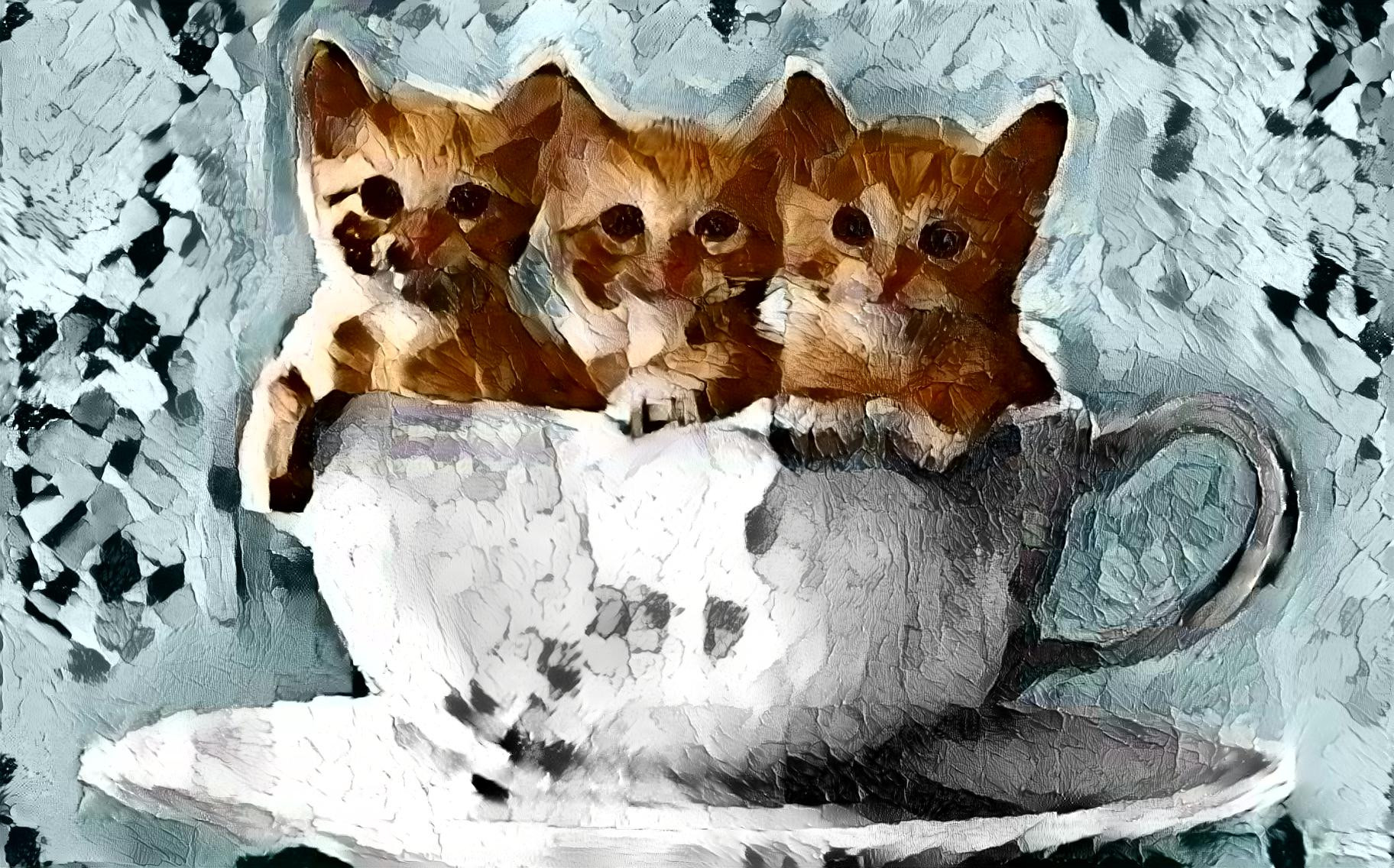 Three Kittys in a cup