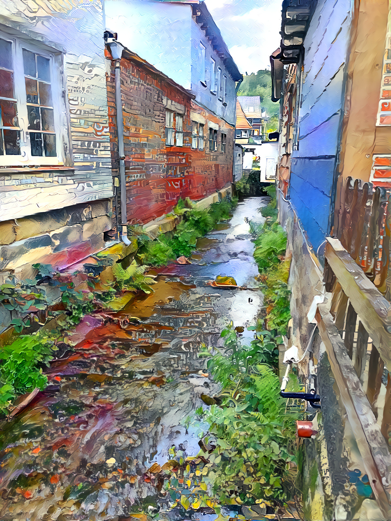 Alley with a small creek