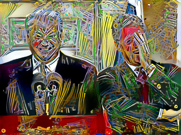 boris yeltsin & bill clinton, lines painting