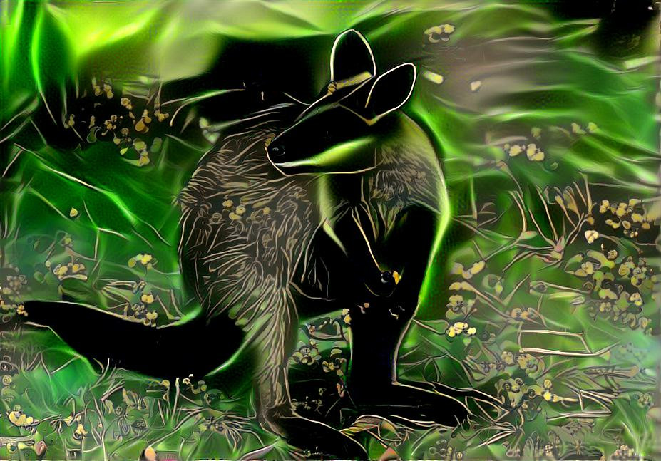 Kangaroo in the green mist