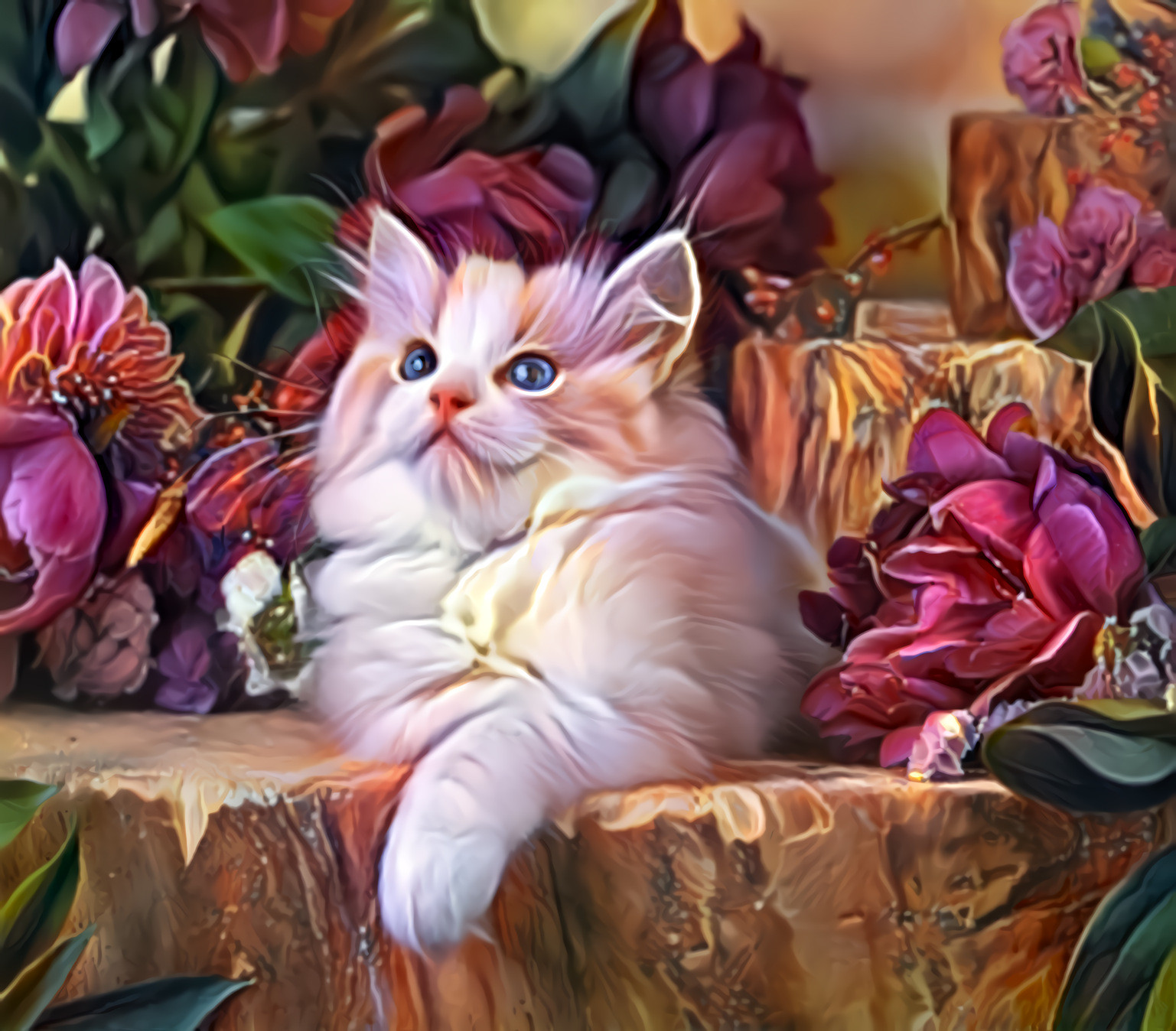 Pretty Kitty On Her Floral Throne [FHD]