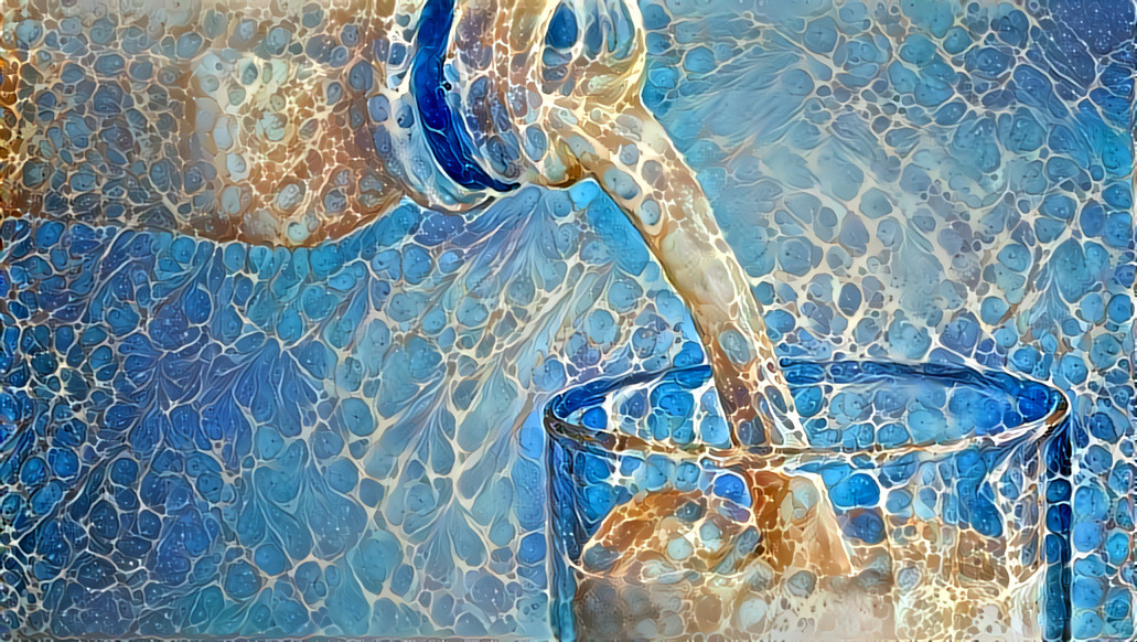 pouring glass of milk - blue, white, organic
