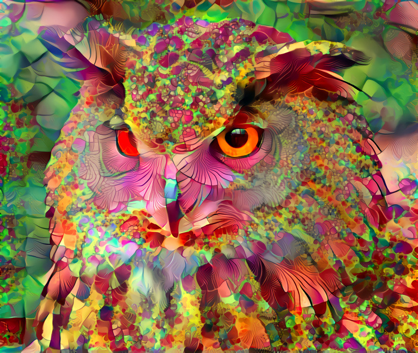 Fractal owl ( style by Rheascope ).