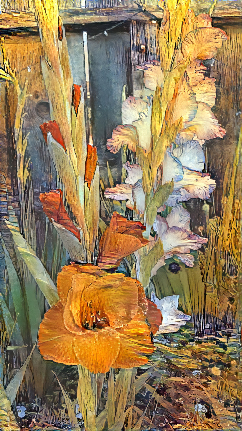 Lilies by fence V