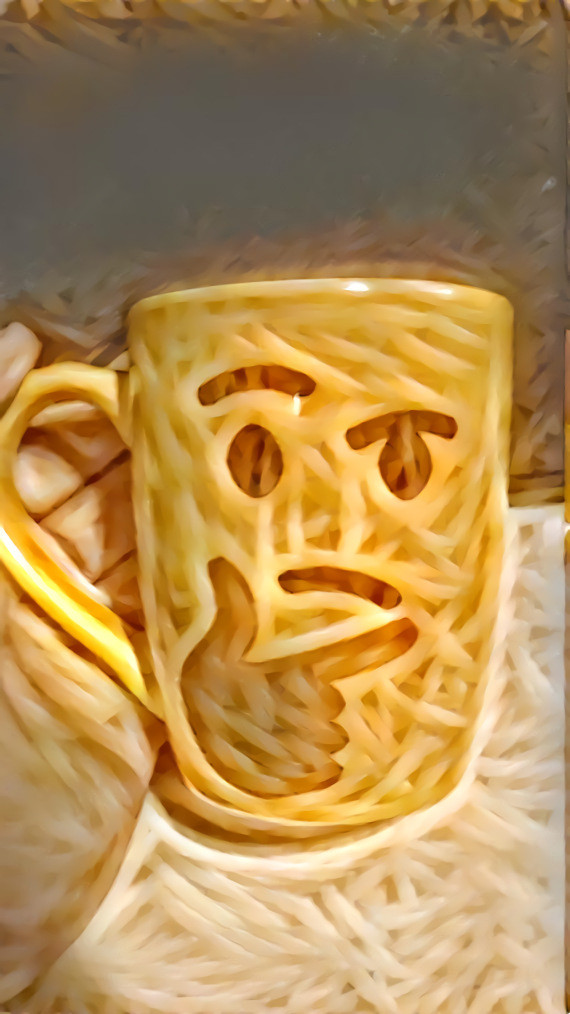 Thinking cup of spaghetti
