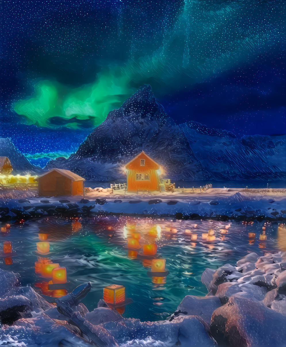 Night lights, Lofoten, Norway