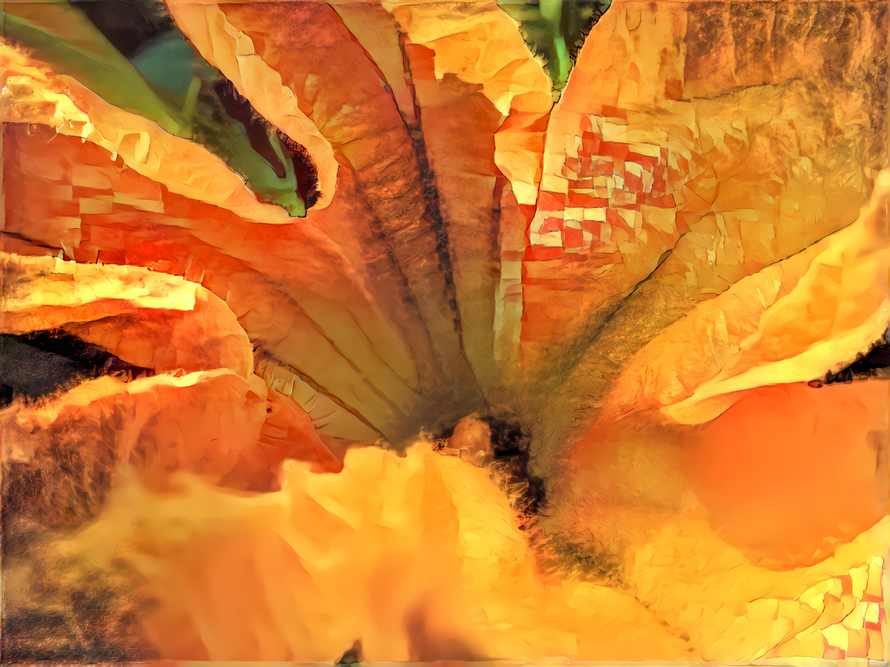 a zucchini blossom styled with Paul Klee