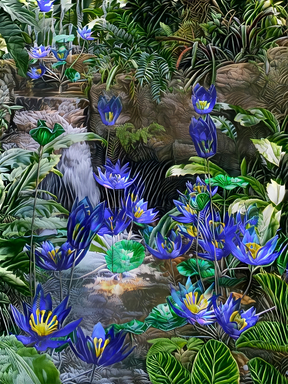 Blue Glass Art at Missouri Botanical Gardens 
