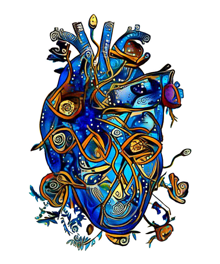 Human heart fantasy blue