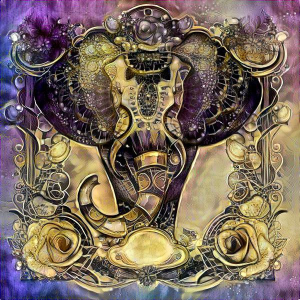 Gold and Purple Elephant 