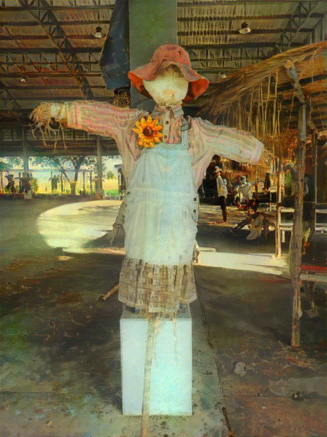 Scarecrow with flower in Ayutthaya, Thailand 