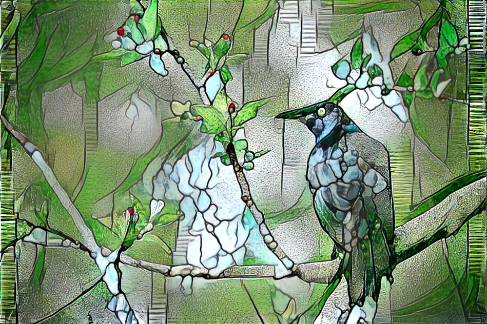 Stained glass raven