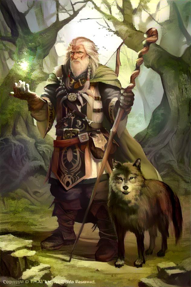 Druid with wolf