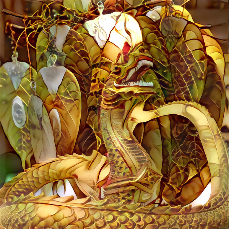Golden Dragon (Pixabay) using one of my fractals as the style.