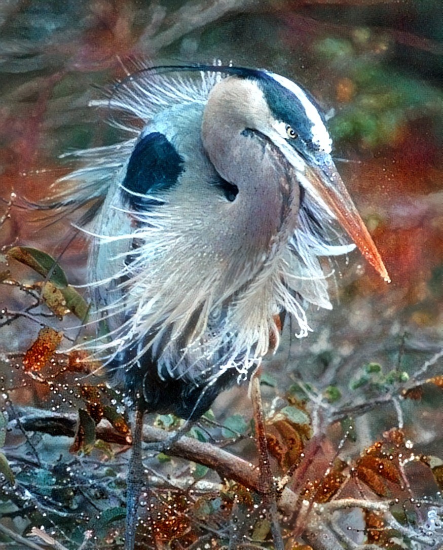Subject: Blue heron on nest Cindy McIntyre 2014 Style: Berehynia Svetlana Belovodov (I think)