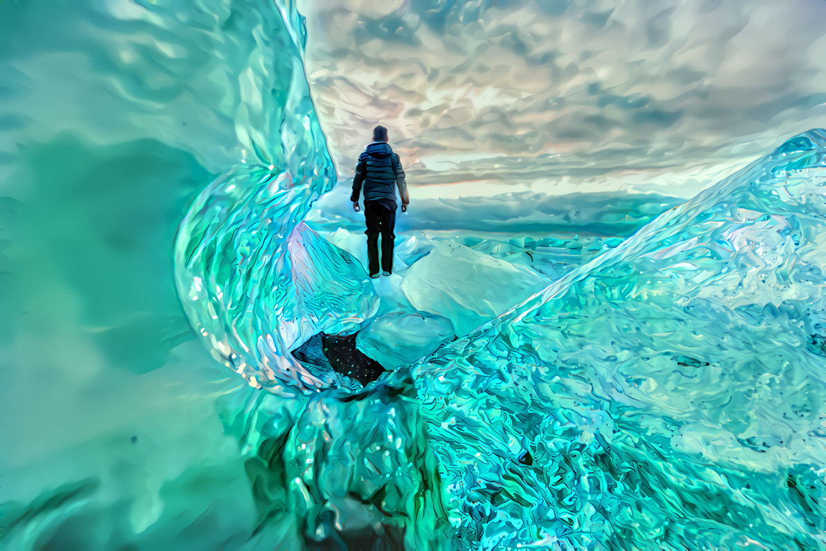 Polar Ice. Source photo by Joshua Earle and filter photo by Paweł Czerwiński, both on Unsplash.
