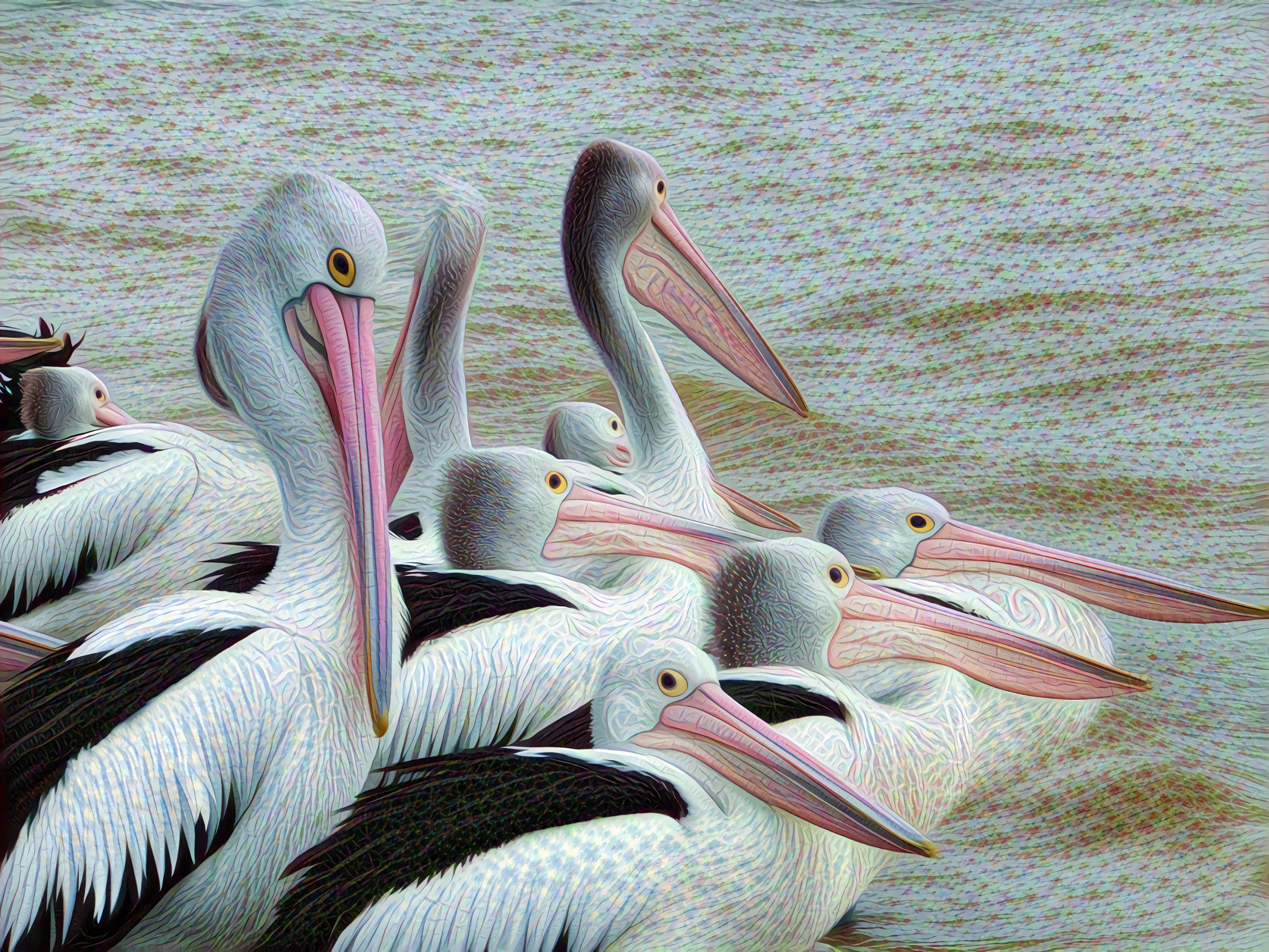 Pelicans Waiting for the Bus