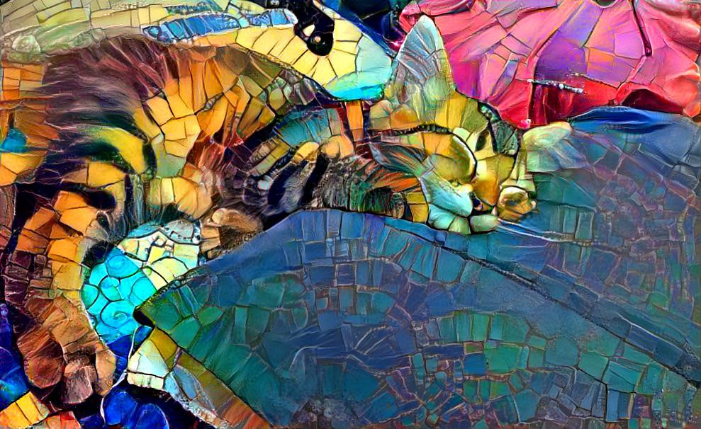 Sleeping Kitty stained glass