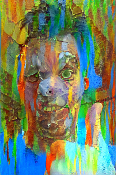 taped face dork gives thumbs up ~ color painting