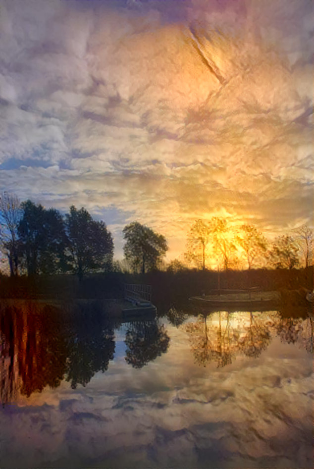 - - -  'Oxford Canal Sunset, UK'  - - - - - - - - - - Digital art by Unreal - from own photo.