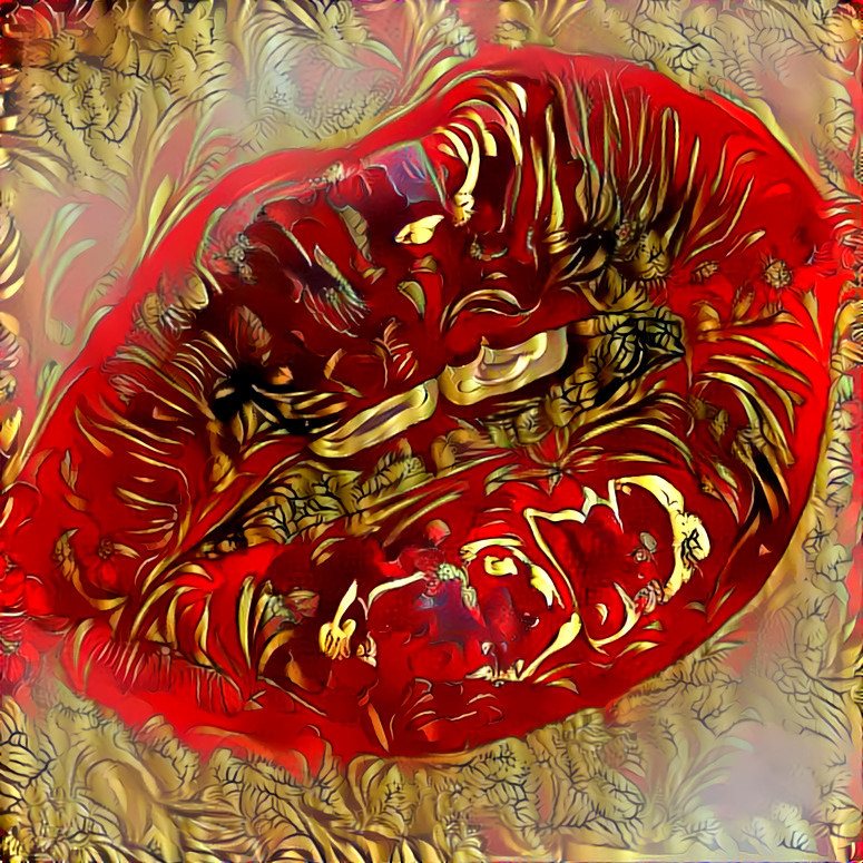 lips - red and gold