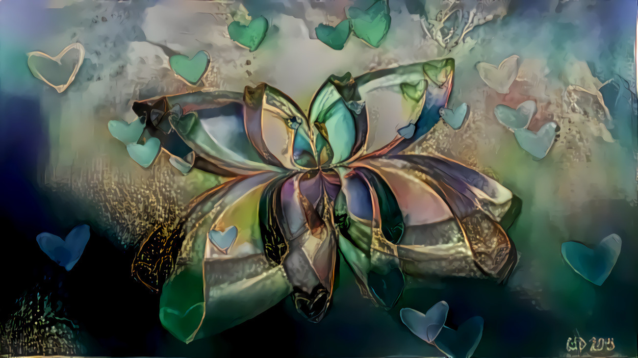 Gold and green butterfly heartz