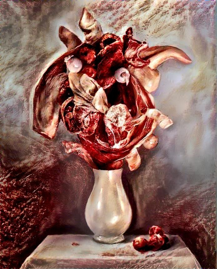 Vase with meat