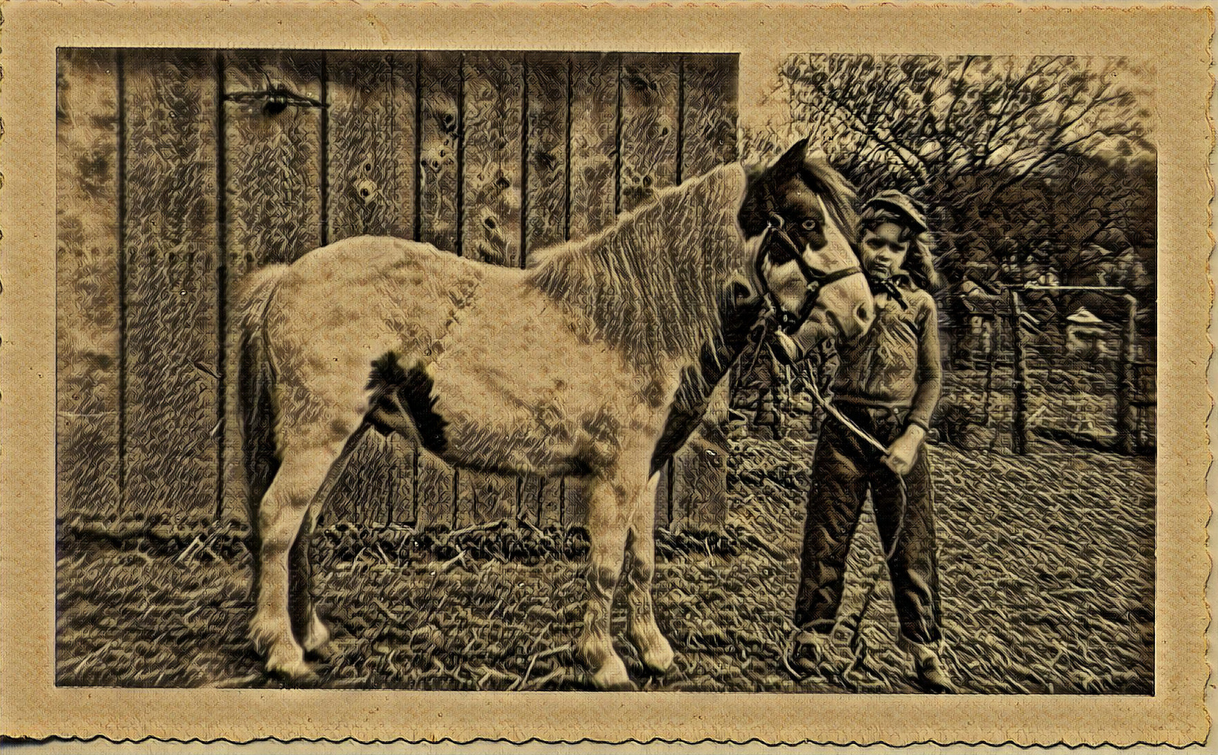 Deep Dream inspired by family photo of Mary with her pony - Rick Clark
