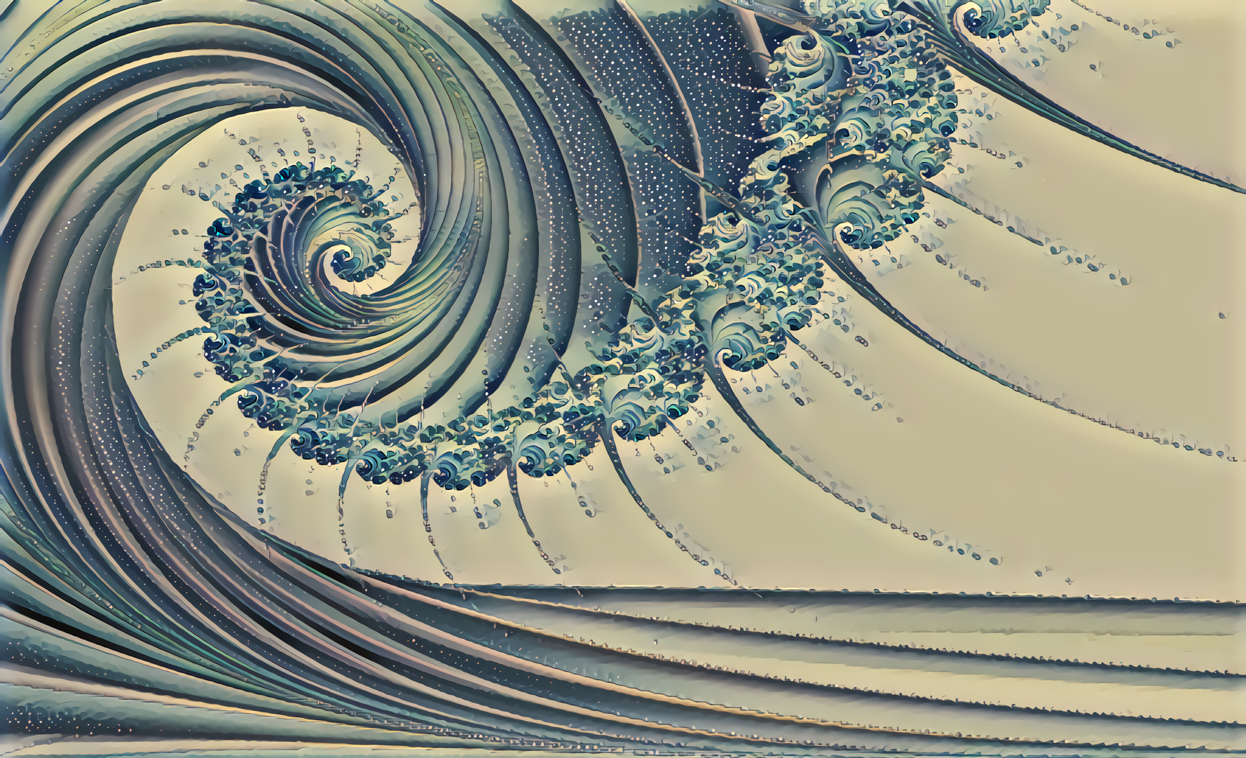 Mandelbrot's Great Wave in Hokasai stylee