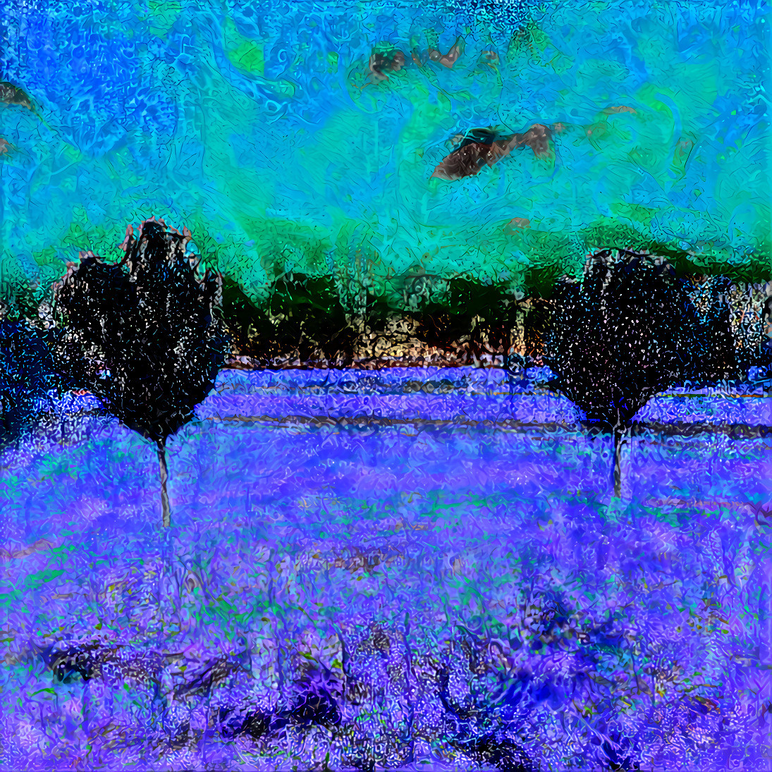 Purple Grassland Aquamarine Sky