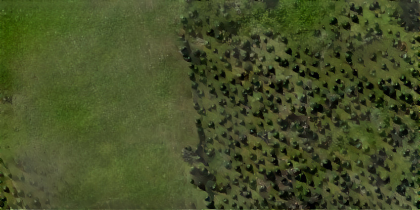 Pine forest and clearing dreamed from gaming map imagery