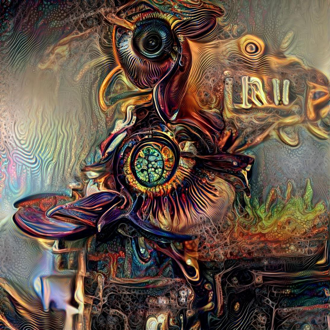 VQGAN eye iris closeup steampunk clock