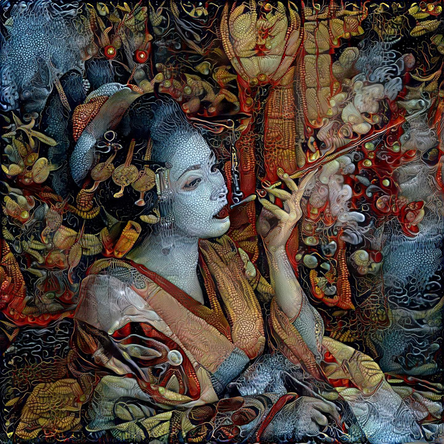 Geisha Woman Smoking